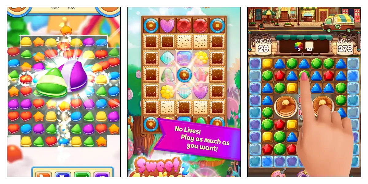 Boards from Cookie Macaron Pop, Sweet Candies 2 and Magic Bakery side by side